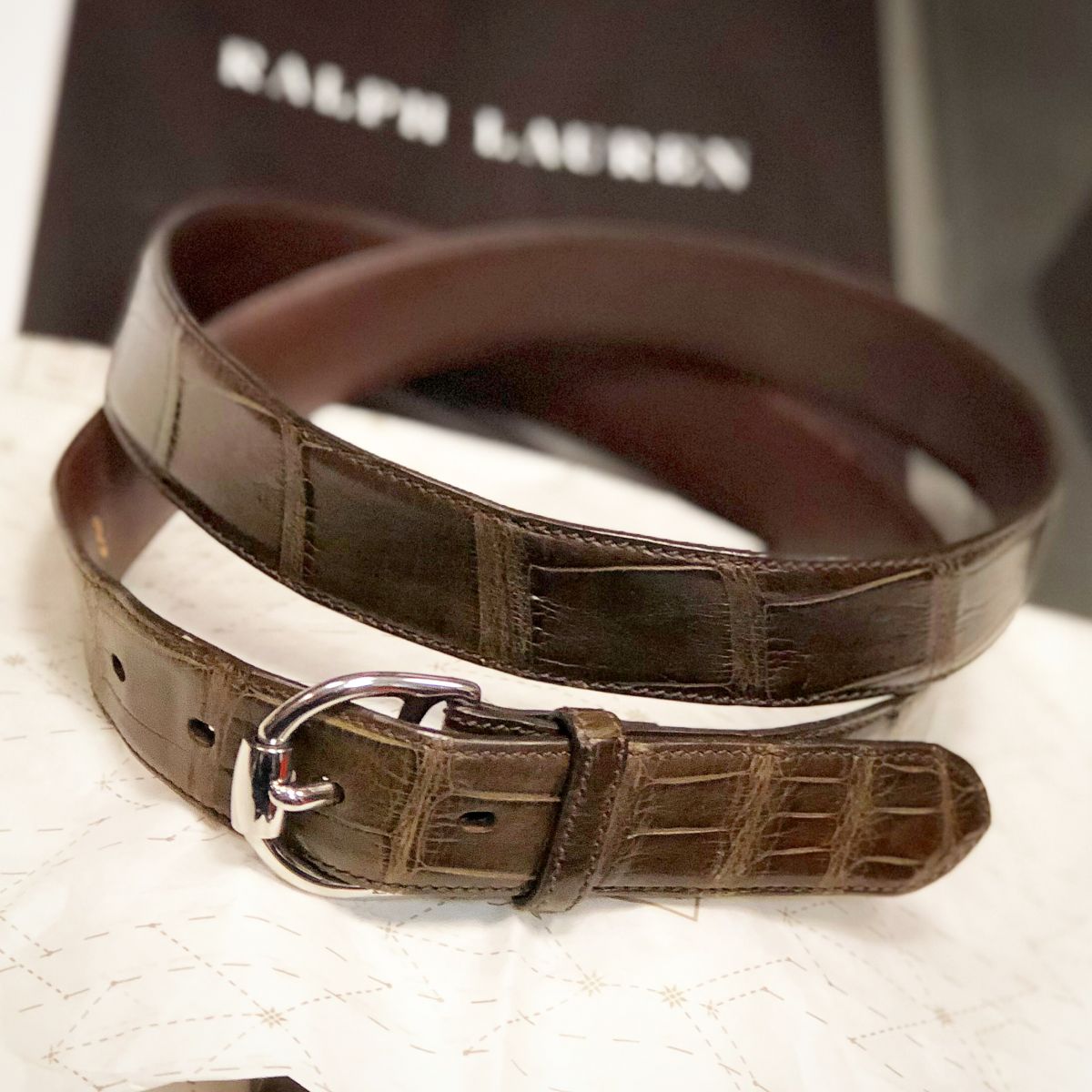 Ремень / крокодил/ Ralph Lauren  размер 38/95 цена 15 385 руб