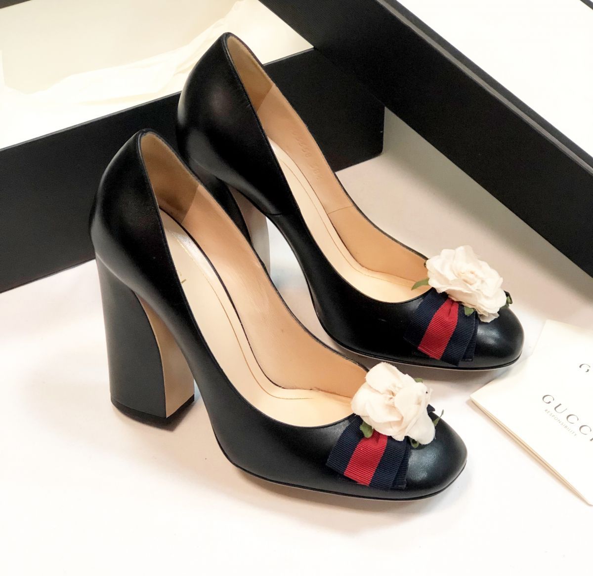 Gucci cheap flower heels