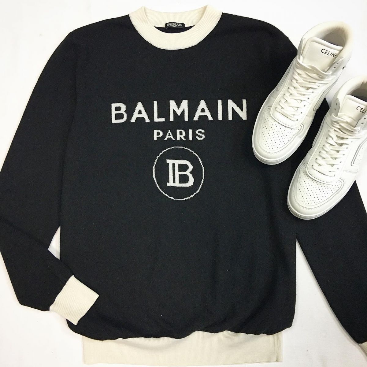 Свитер Balmain  размер 38 цена 18 463 руб Кеды Celine  размер 40 цена 38 463 руб