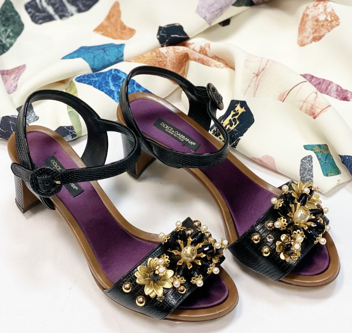 Dolce gabbana embellished on sale sandals